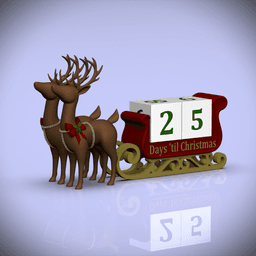 Christmas Countdown Sleigh with Reindeer 3d model