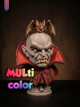 Vampire & Bat Bust 3MF | Horror Multi-Color | HalloweenDecor 3d model