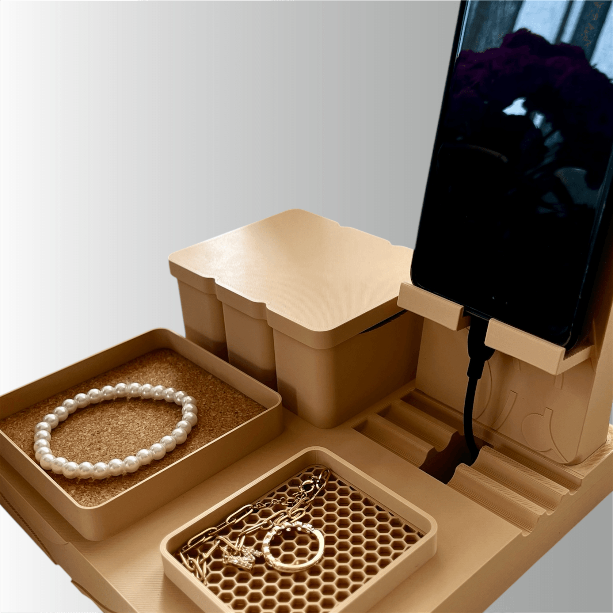 Bedside Organizer with Phone Stand & Cable Storage 3d model