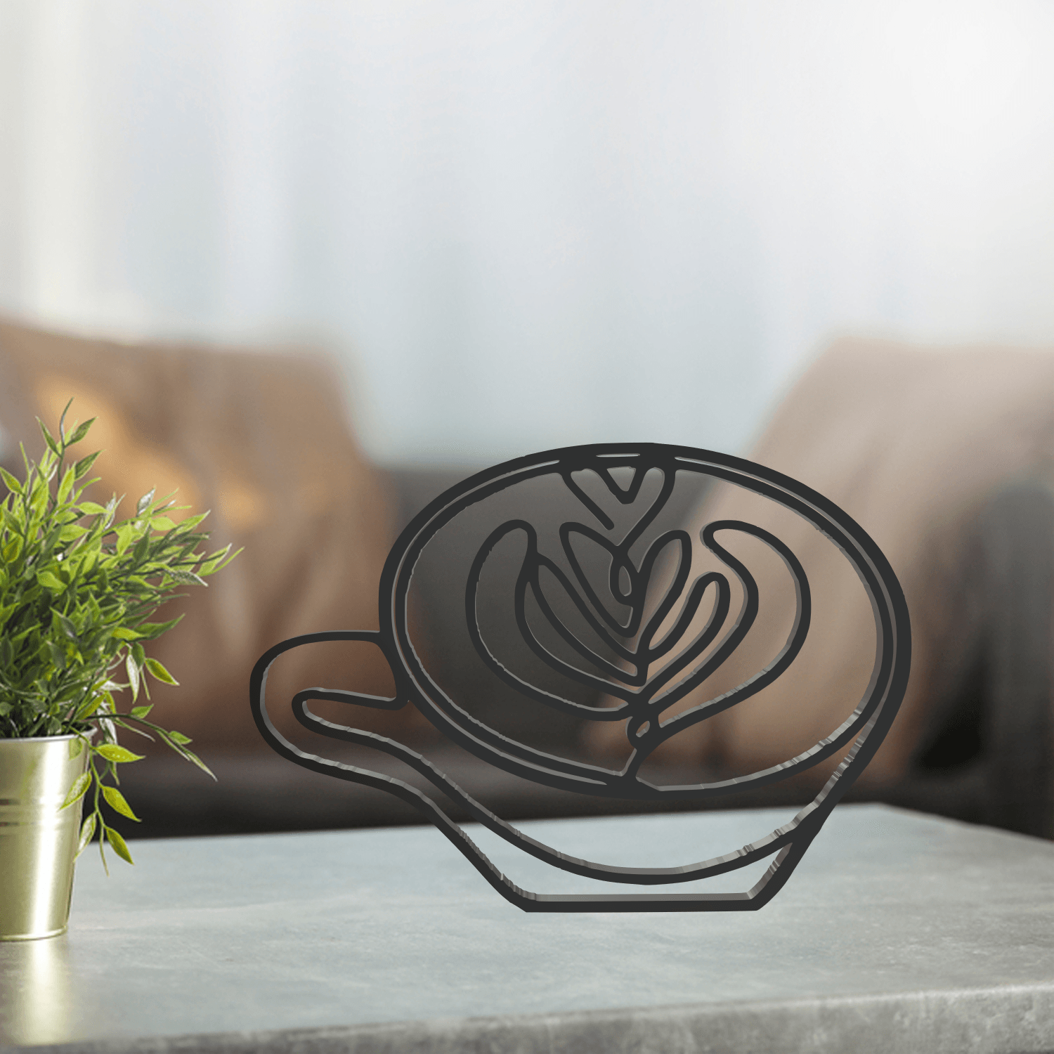 Coffee Line Art, Modern, Minimalist 3d model
