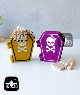 Flexi Hand Pet in a Coffin Keychain / Multicolor 3d model