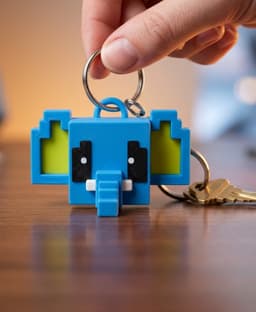 Pixel Elephant Key Chain 3d model