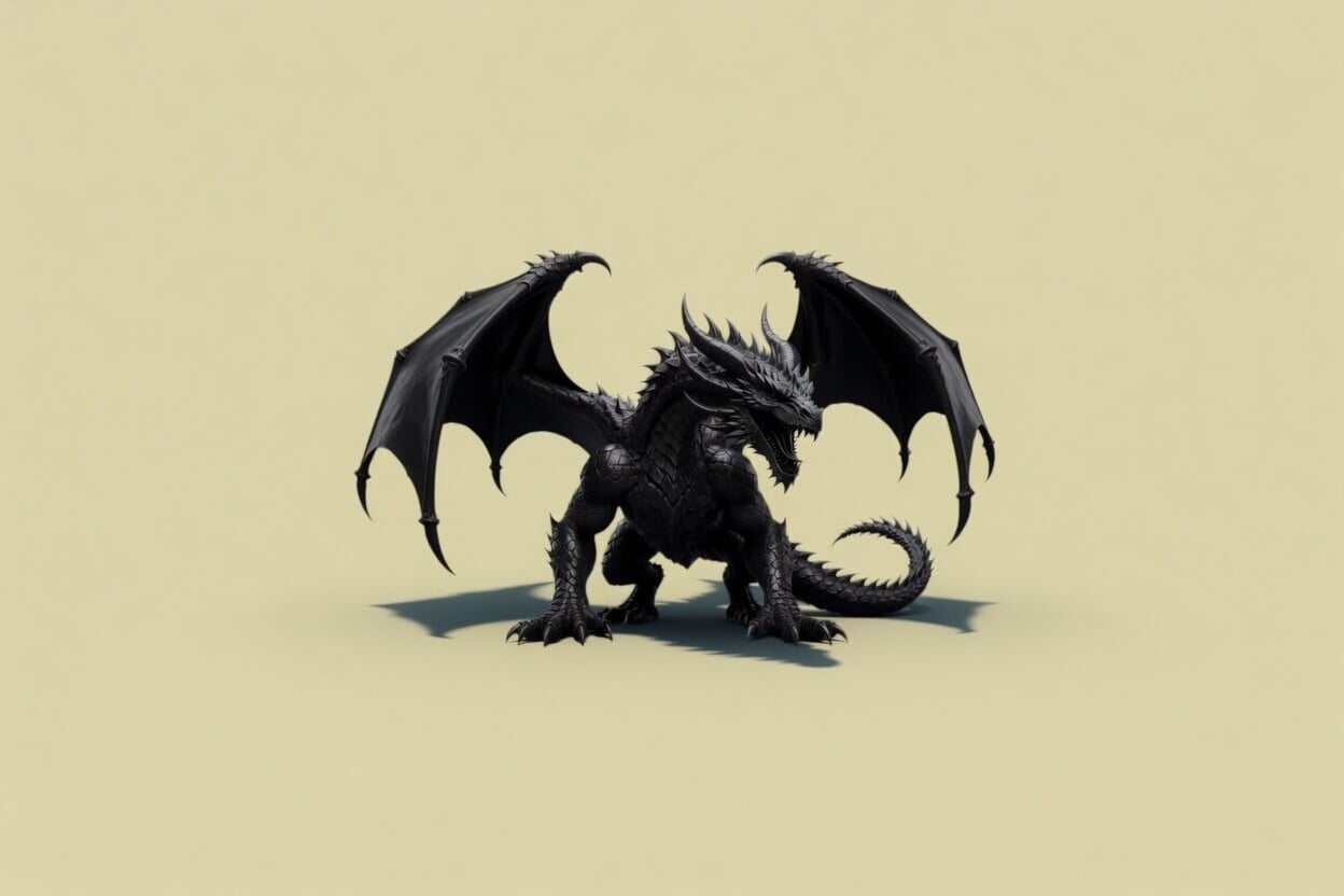 Dark Dragon Sculpture Mythical Creature Decor 3d model