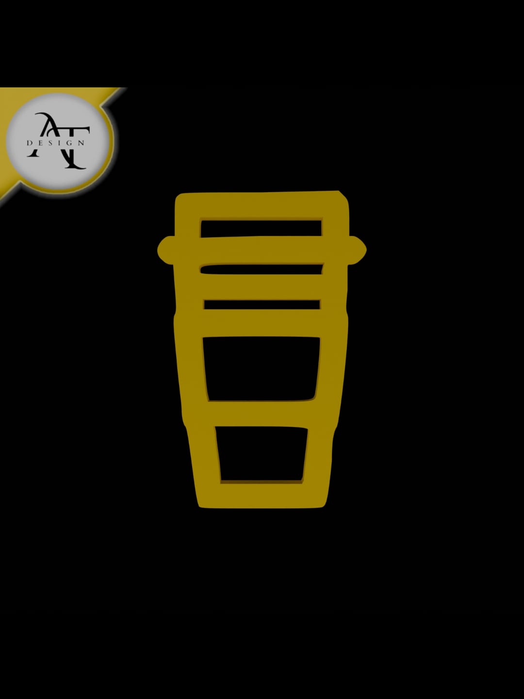 Simple Coffee Cup Symbol - 2D Art 3d model