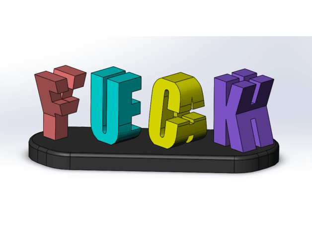 F yeah word illusion 3d model