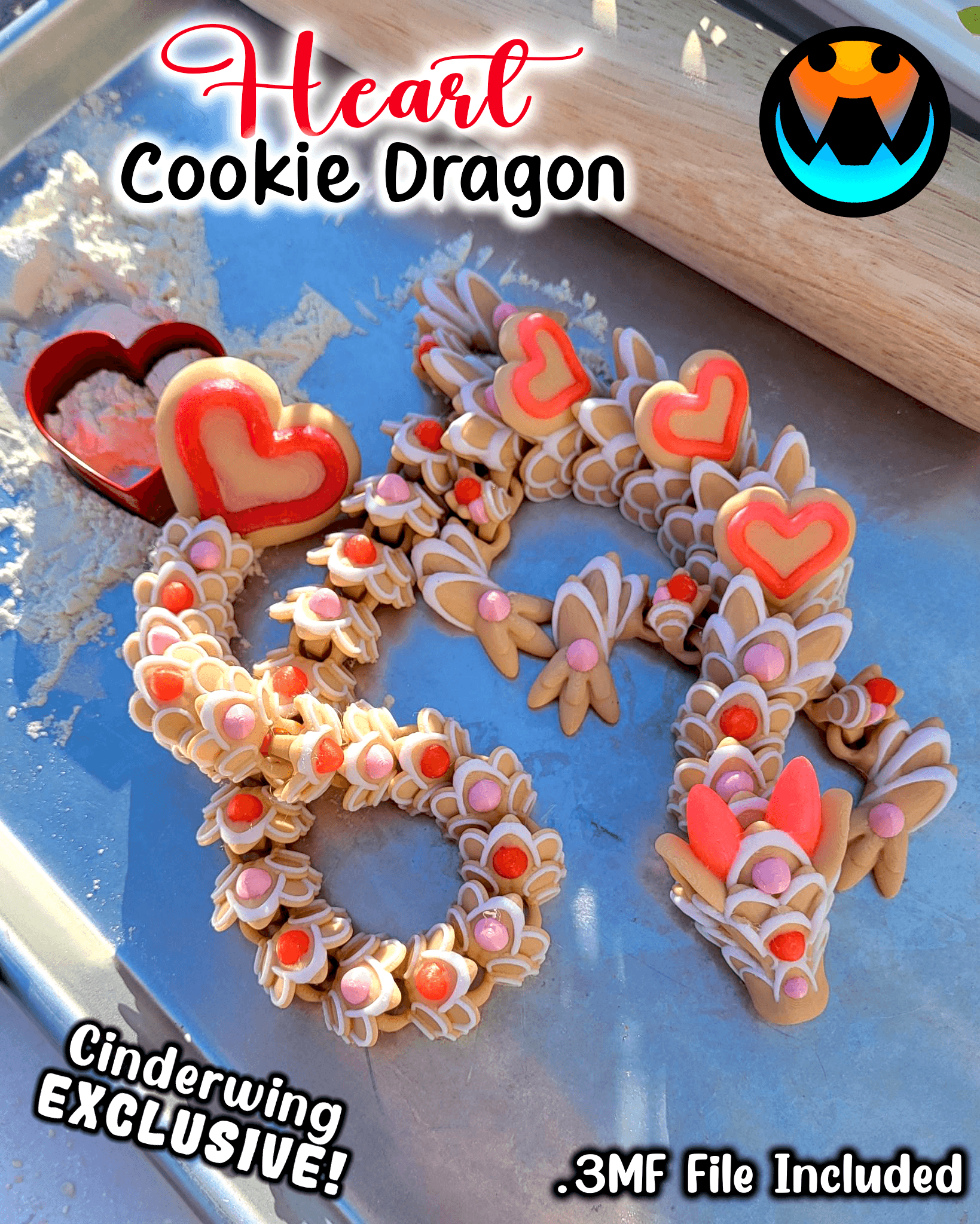 Cookie Heart Dragon 3d model