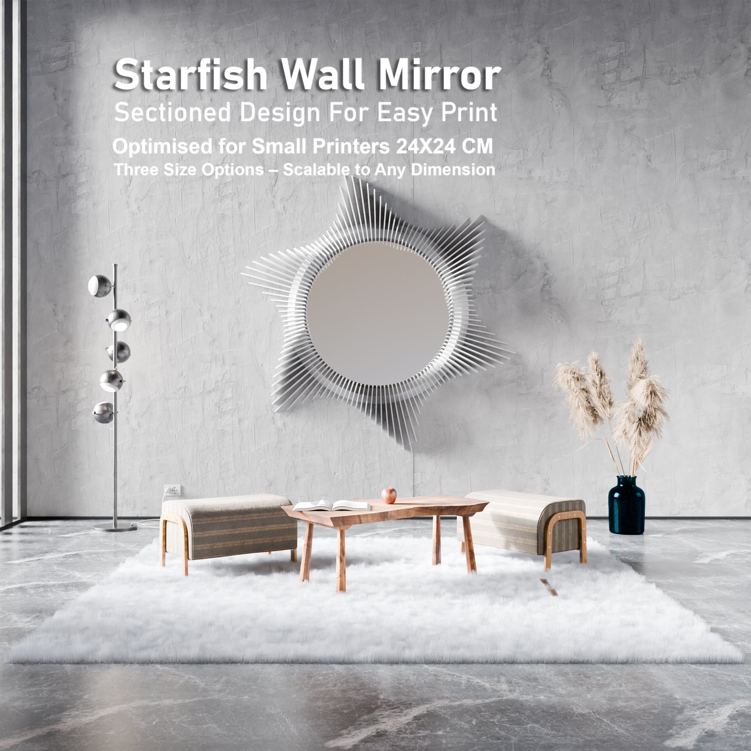 Starfish Mirror Wall Art Design 3d model