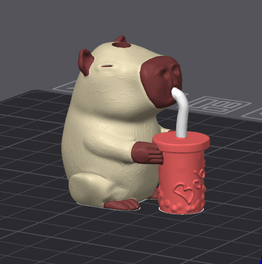 Capybara Boba Keychain 3d model
