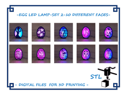 Egg Led Lamp - Set 2 - 10 Different Faces 3d model