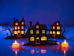 4x Halloween House Tea Light Set 3d model