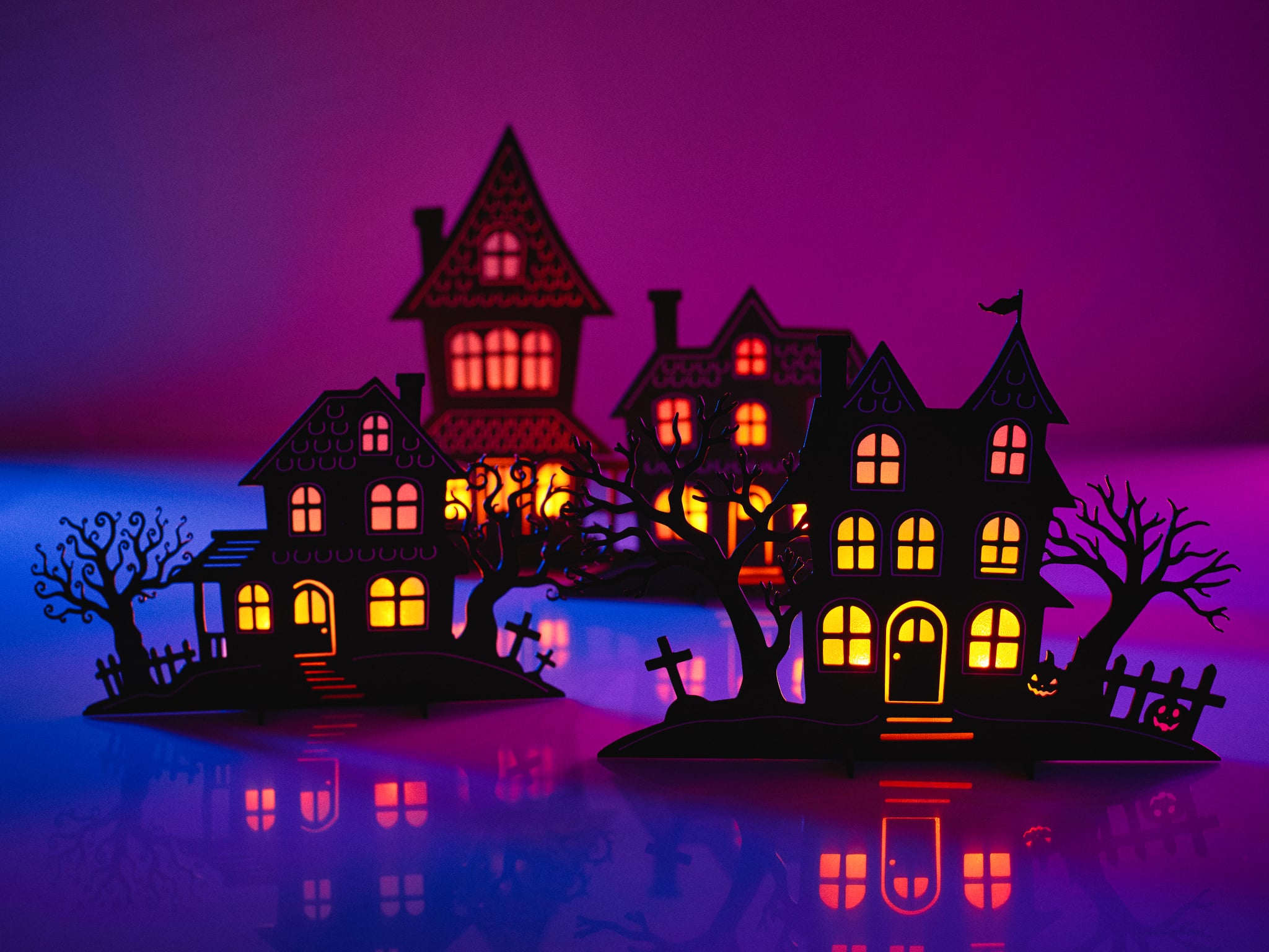 4x Halloween House Tea Light Set 3d model