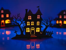 4x Halloween House Tea Light Set 3d model