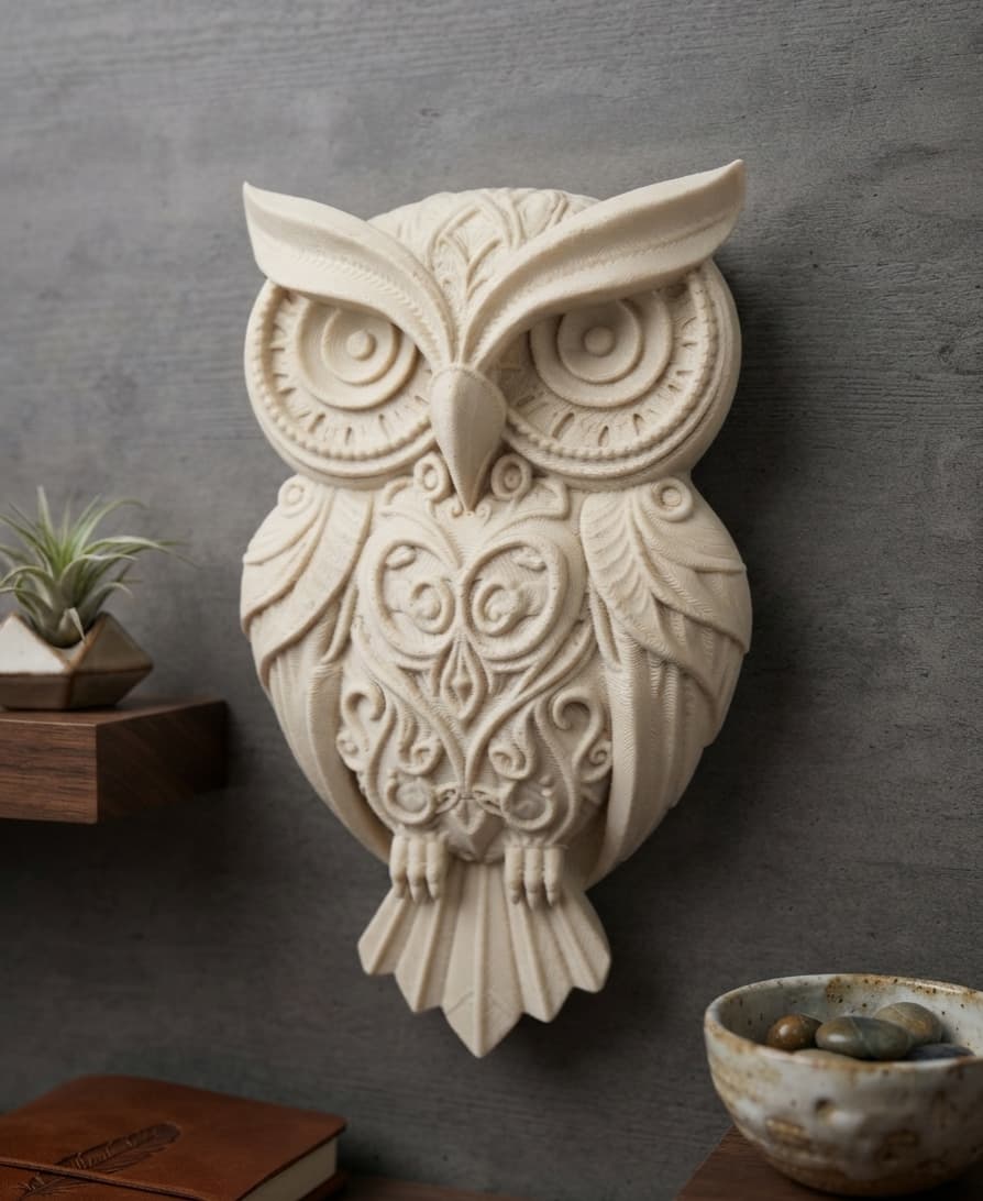 Ornate Woodland Owl Wall decoration 3d model