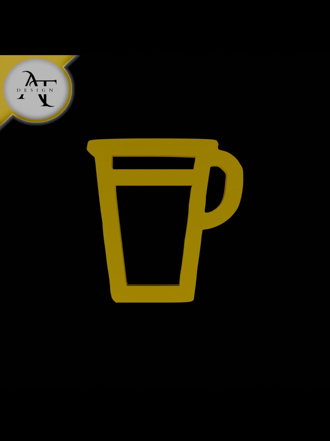 Simple Coffee Cup Symbol - 2D Art 3d model