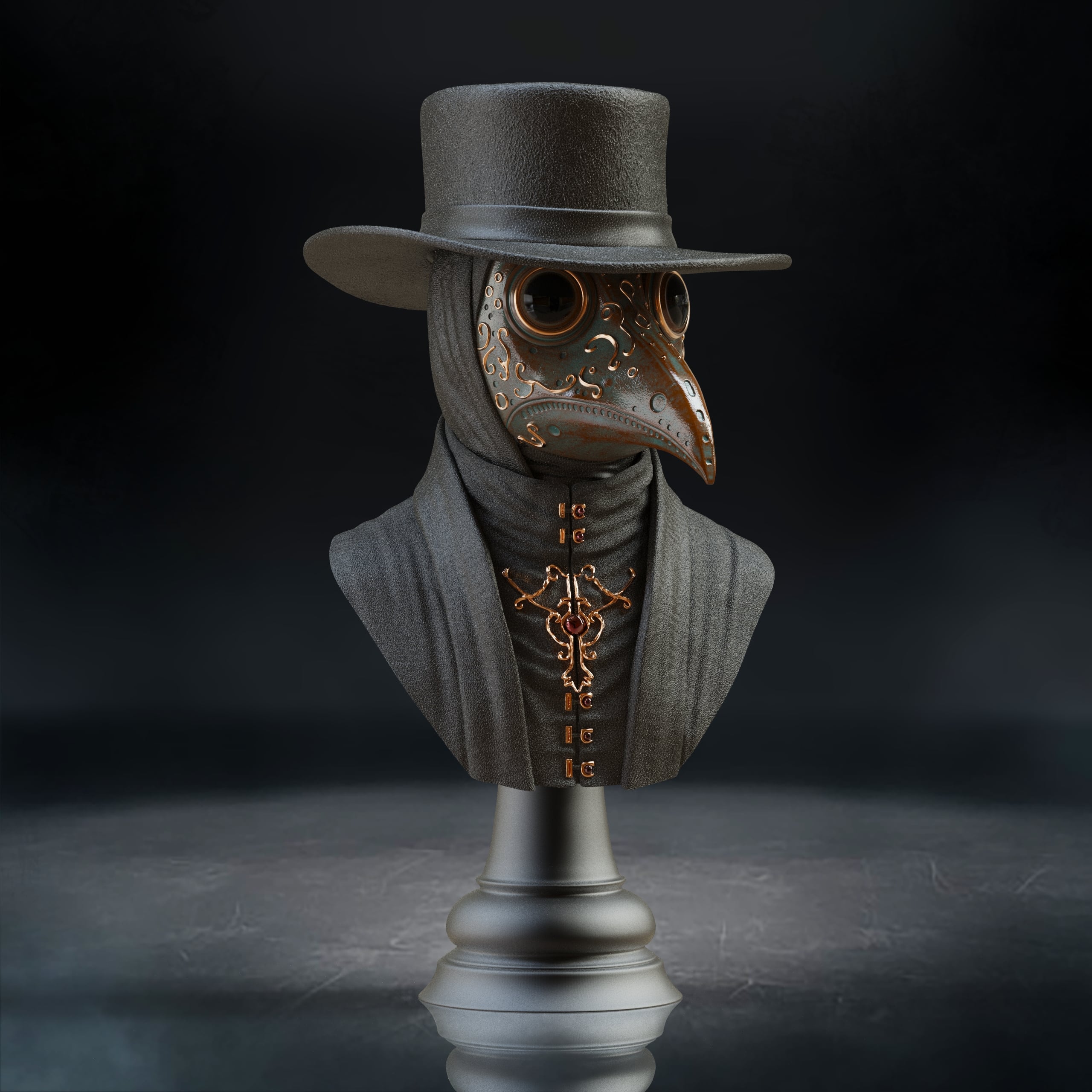Plague Doctor bust (Pre-Supported) 3d model