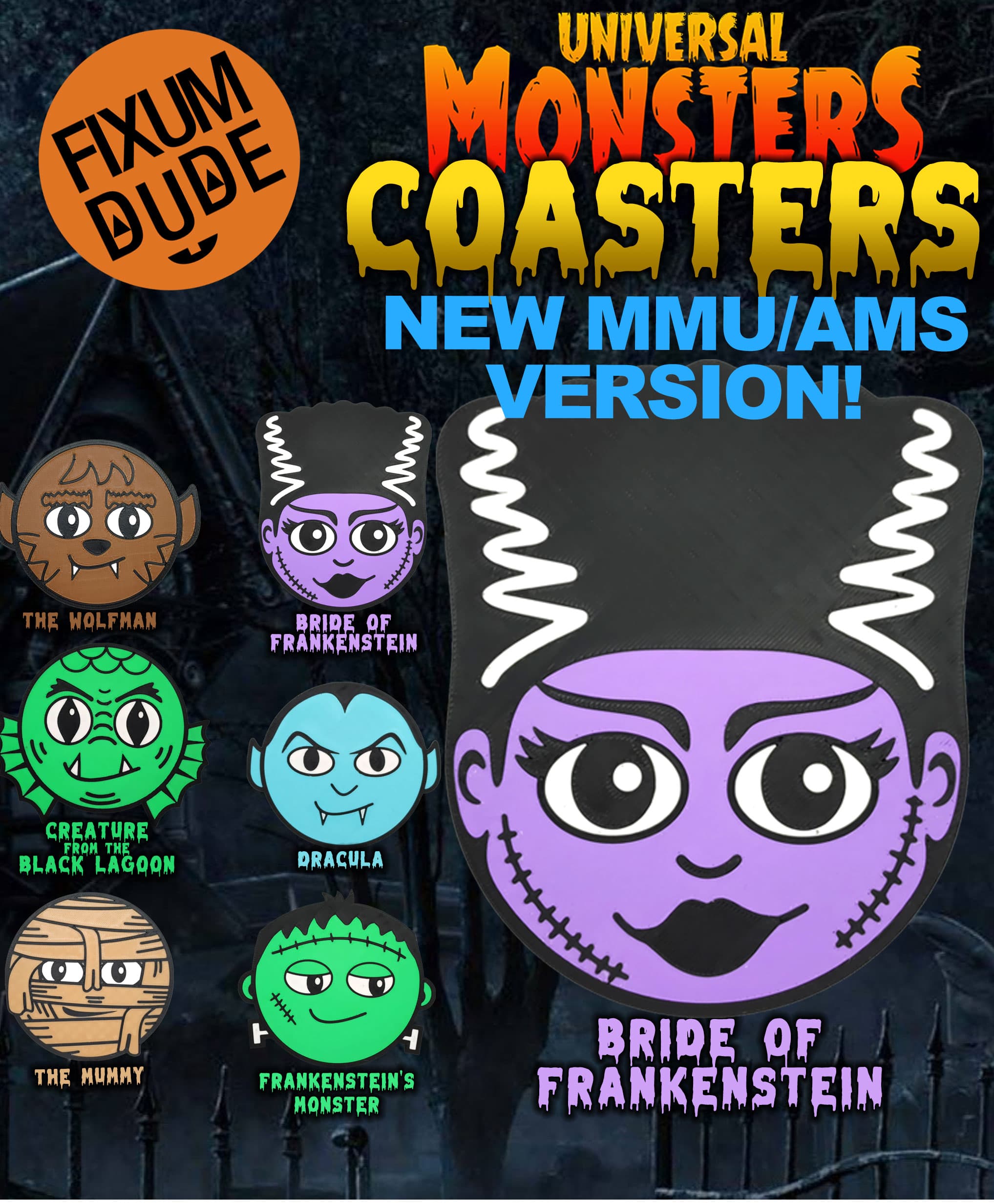Universal Monsters Coasters MMU/AMS - Bride Of Frankenstein 3d model