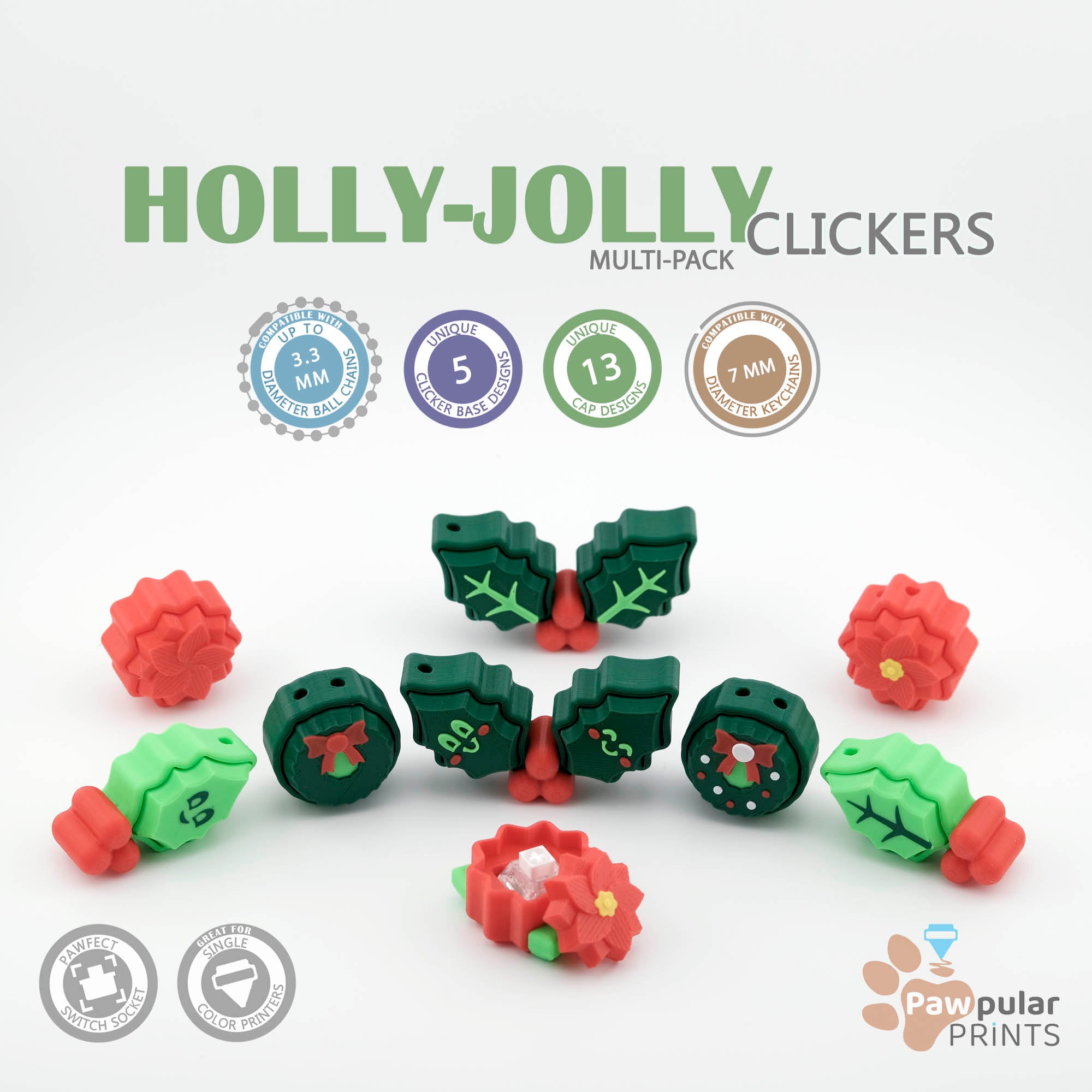 Holly-Jolly Clickers Multi-Pack 3d model