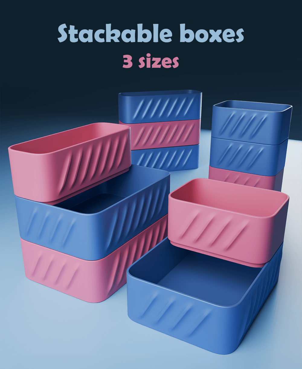 6x Stackable Boxes 3d model