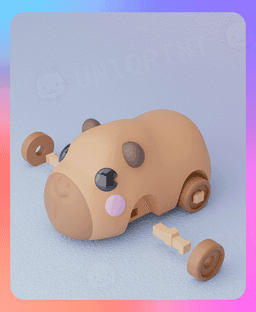 Movable Capybara Bus Keychain (Multicolor & Separated Parts) 3d model