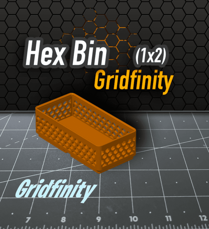 Hex Bin Gridfinity 1x2 3d model