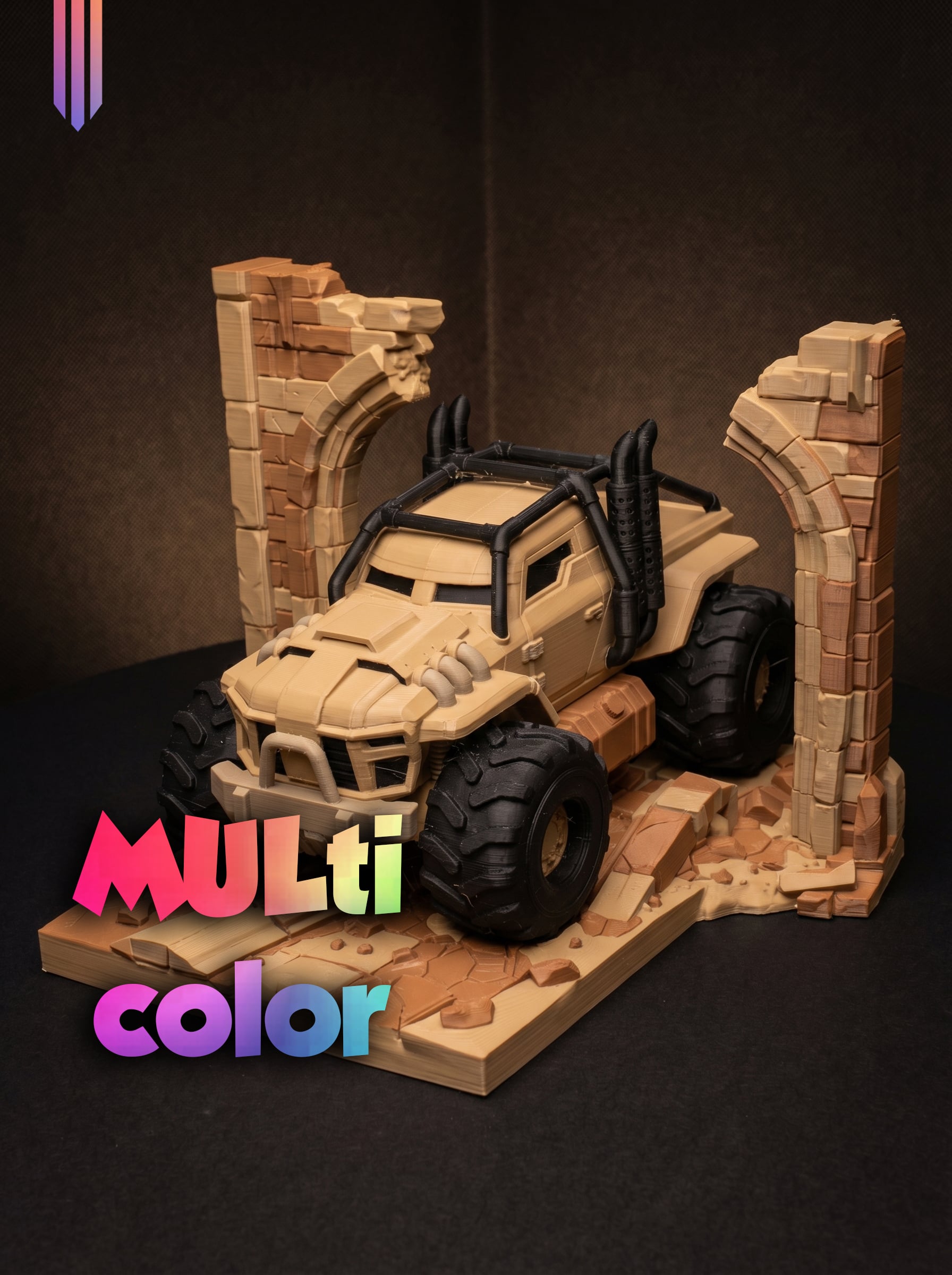 Off-Road Truck Diorama 3MF | Vehicle Decor Multi-Color | FDM 3d model