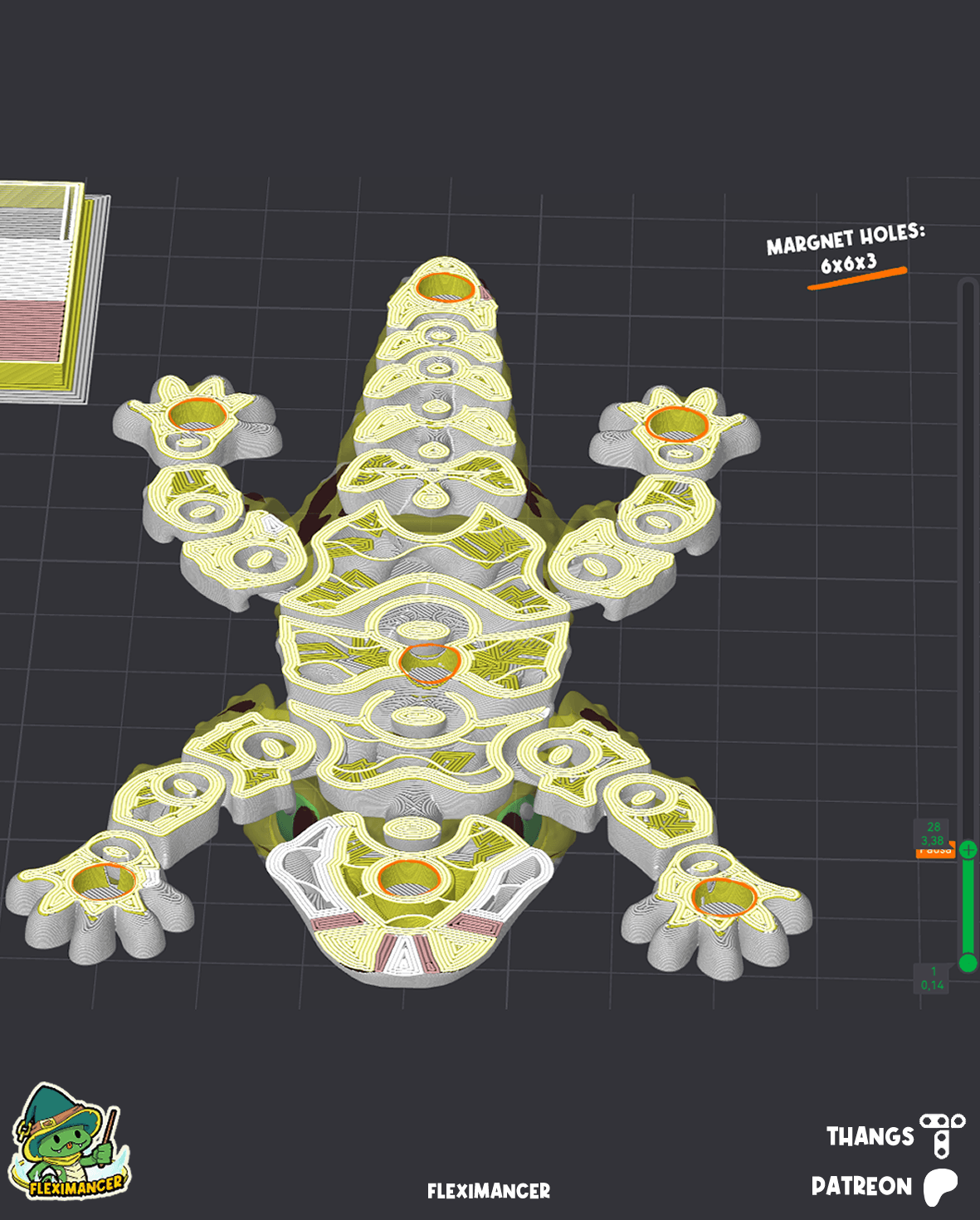 Gecko | Flexi Magnet | Multicolor 3d model