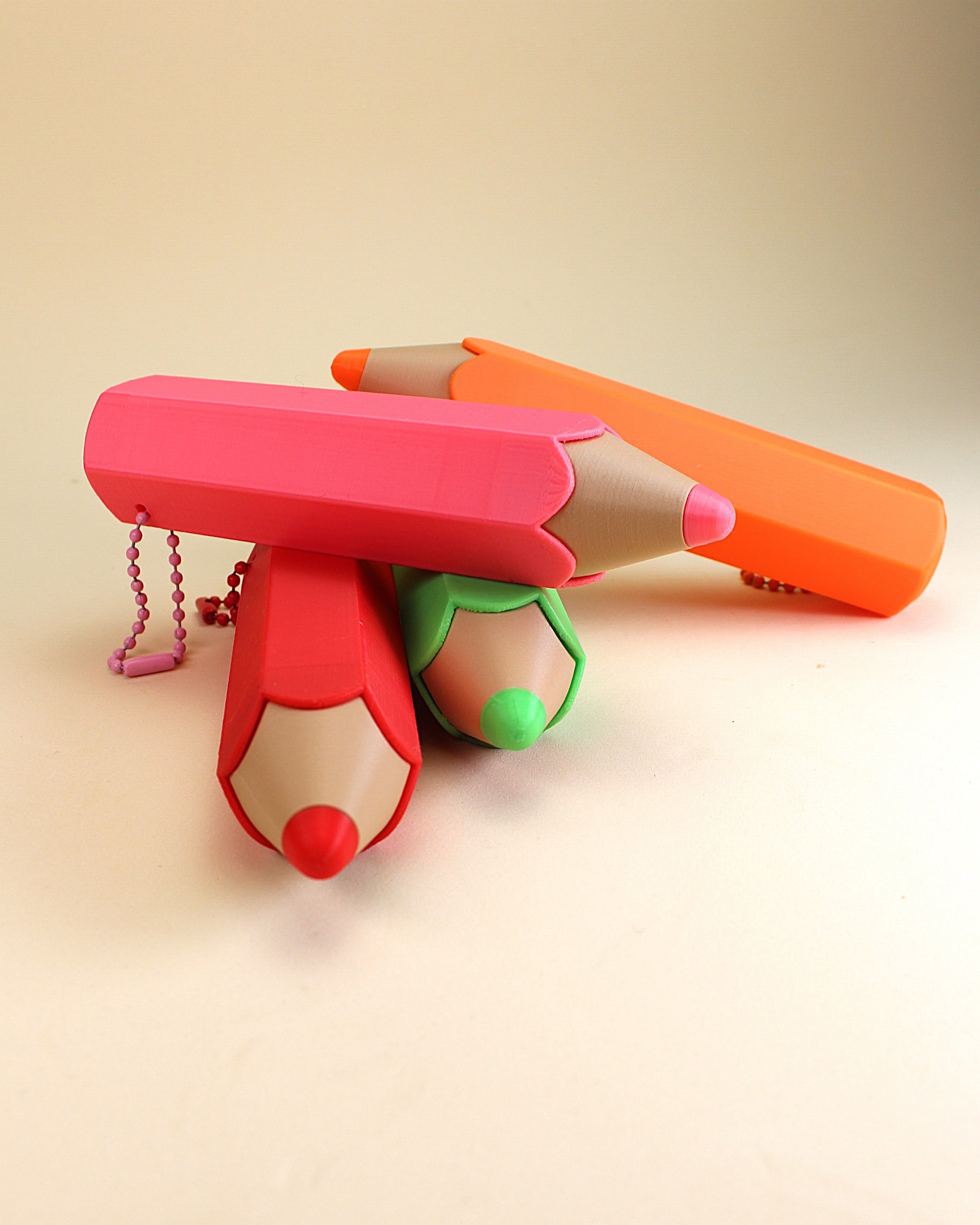 Pencil Fidget Clicker Keychain 3d model