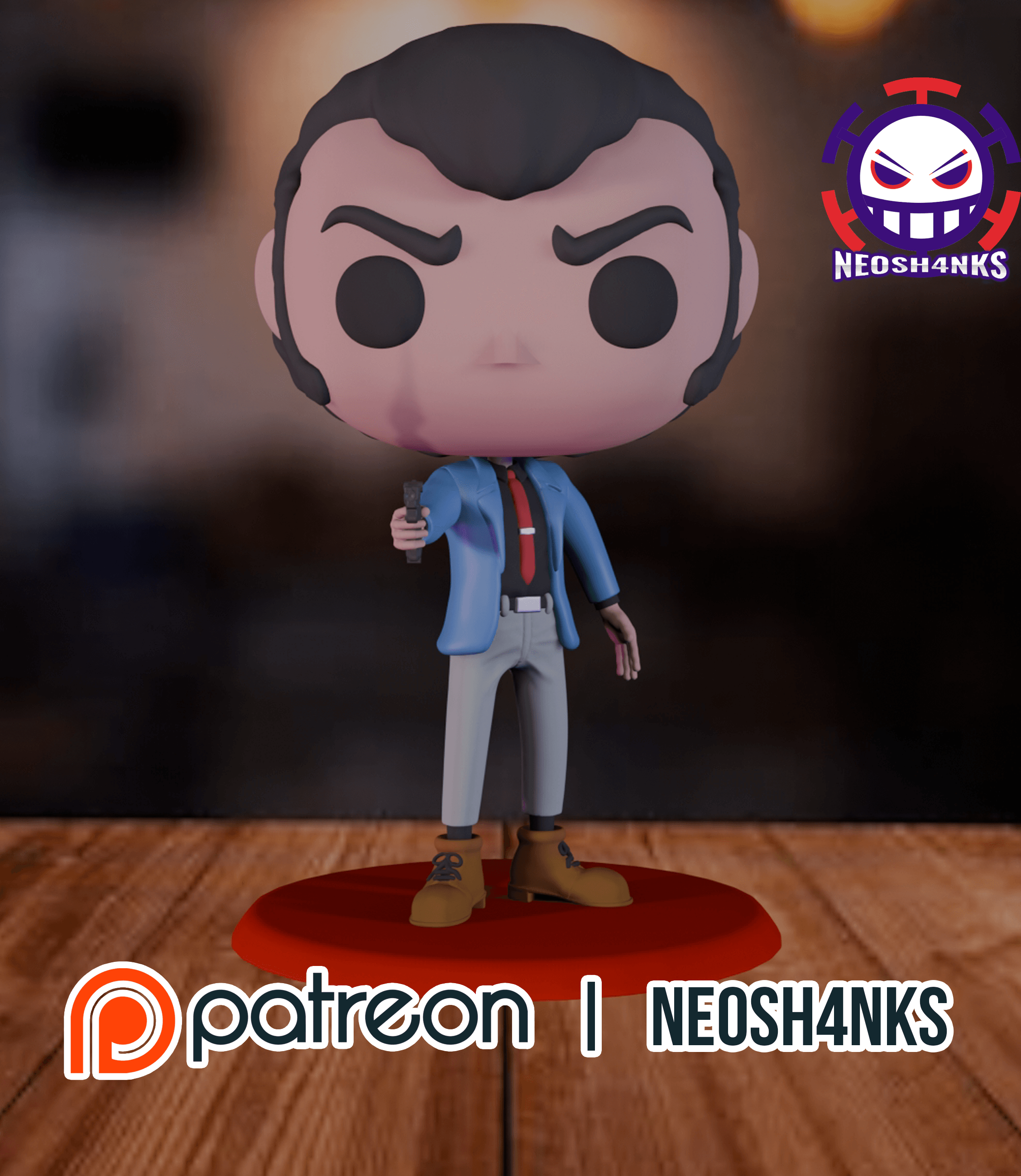 Lupin The Third Funko Style 3d model