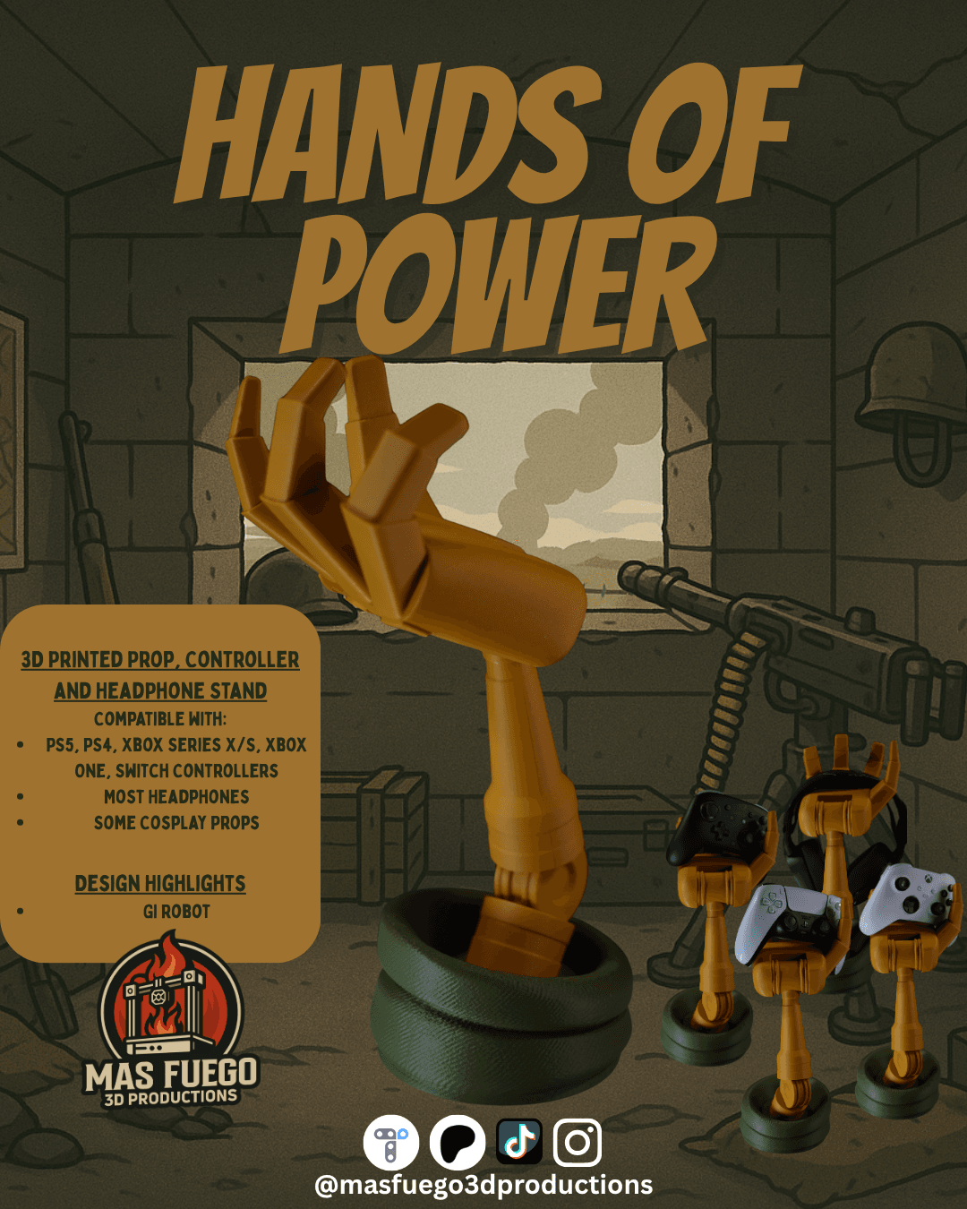 GI Robot Stand - Hands of Power - Mas Fuego 3D Productions 3d model