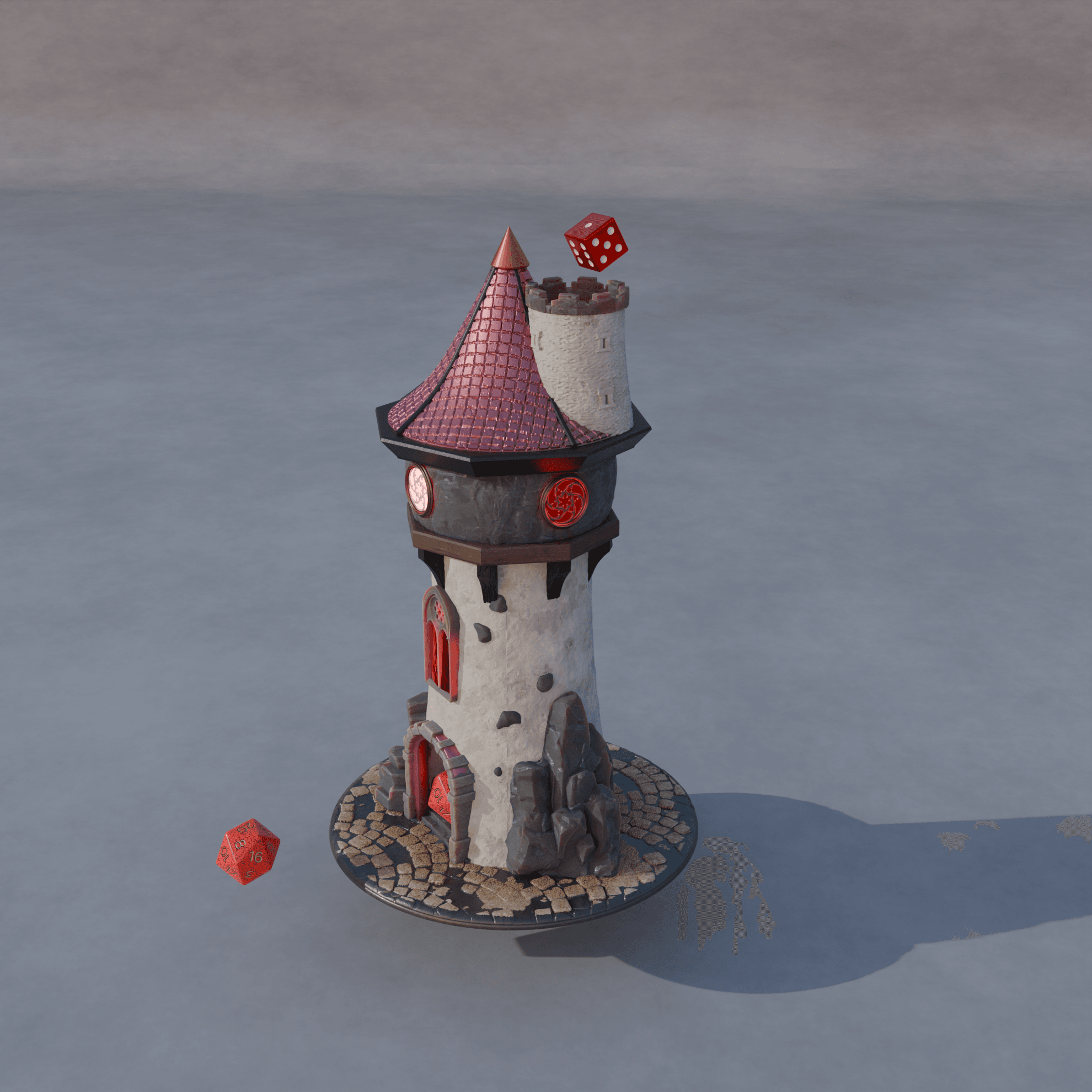 Tall medieval Dice Tower 3d model