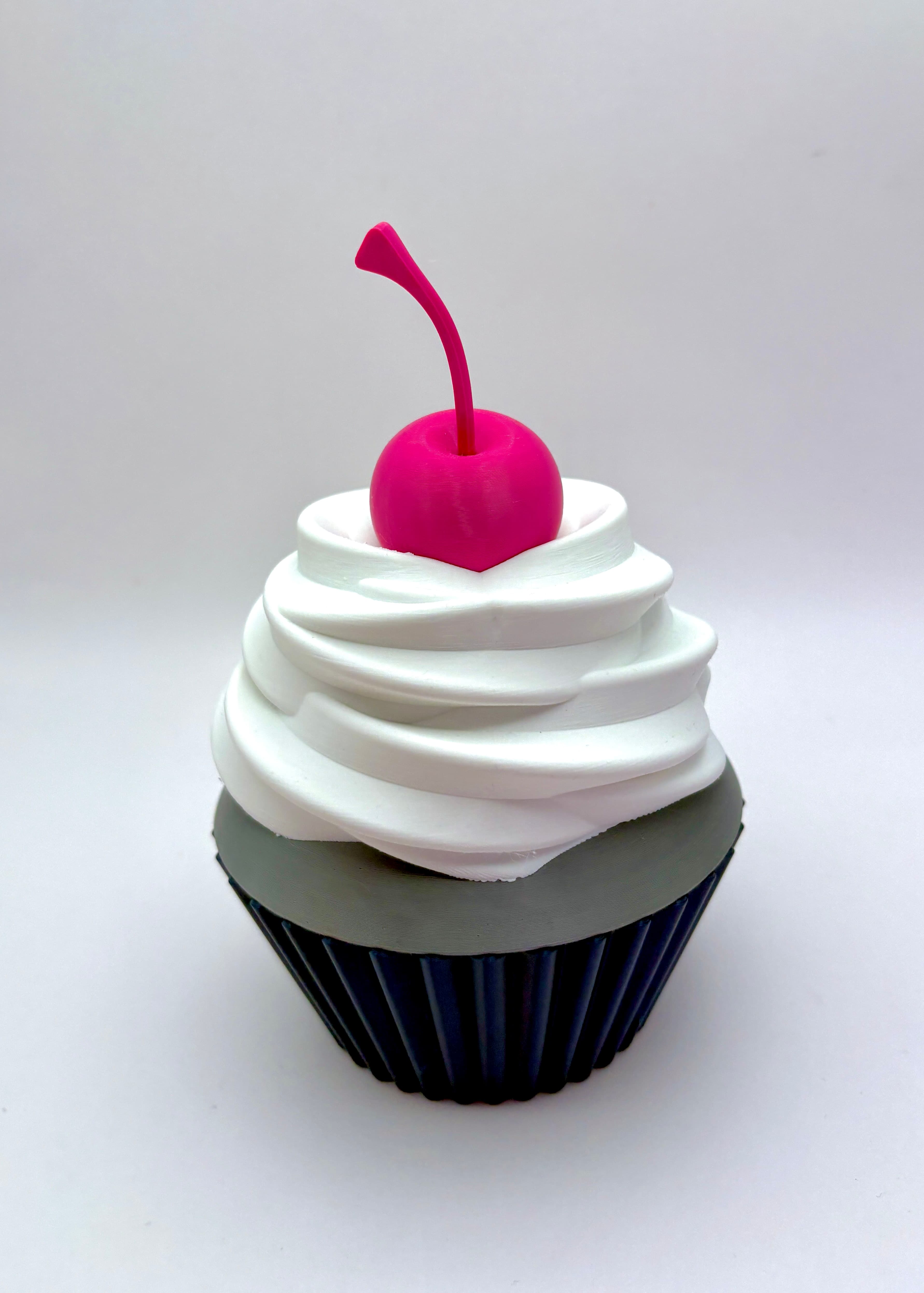Cupcake Container - Try the Grey Stuff, it's Delicious!! NEAT! Printed with Polymaker's NEW PETG - White, Magenta, Silver and Dark Blue - 3d model