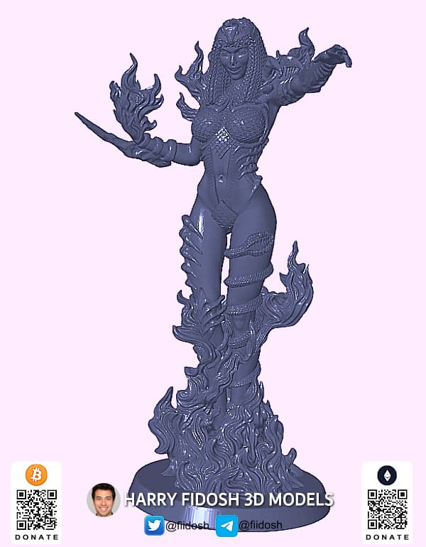 Priestess of Fire (Free DnD Miniature) 3d model