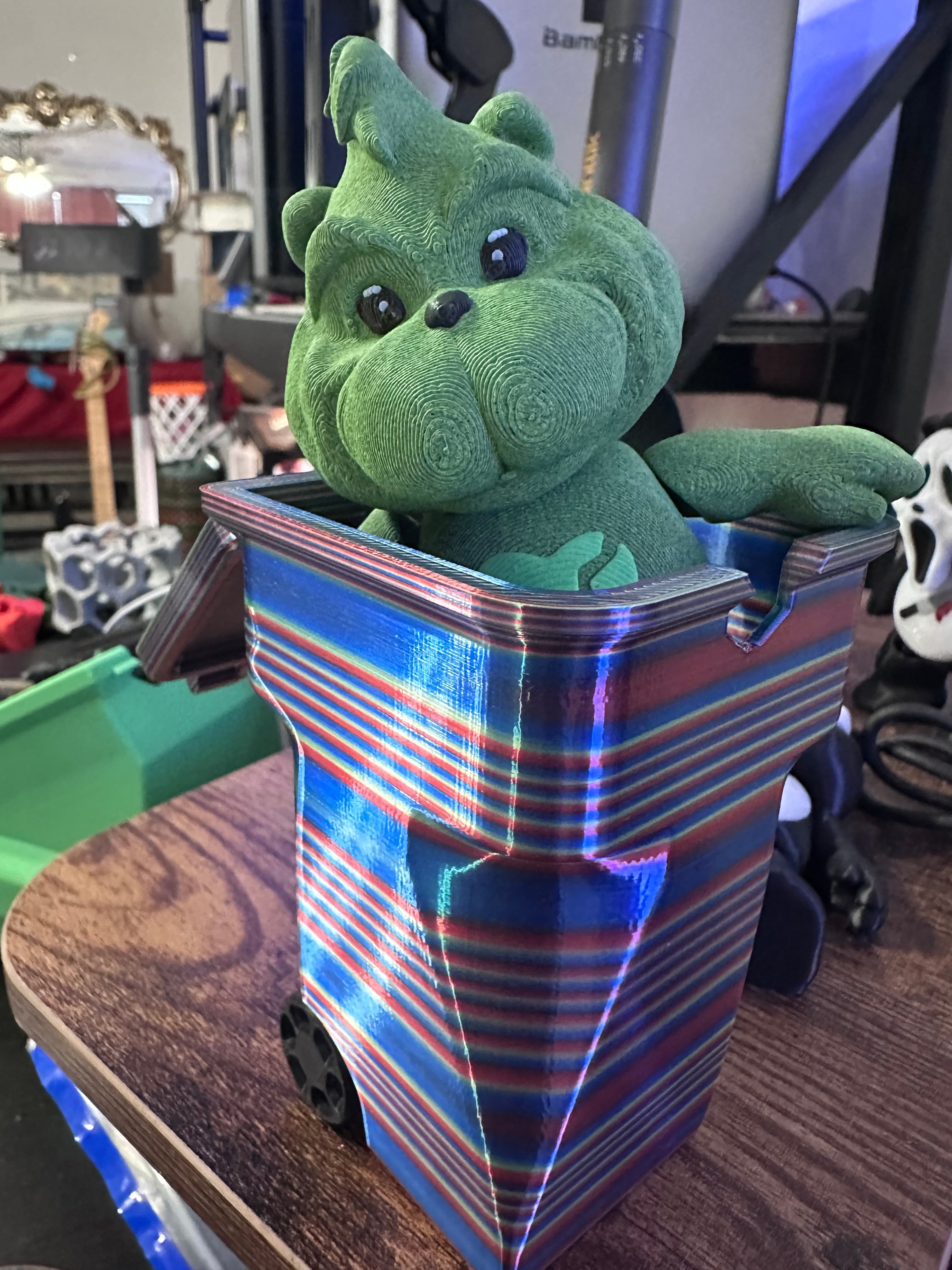 Printed in Place, Trash Can on Wheels 3d model