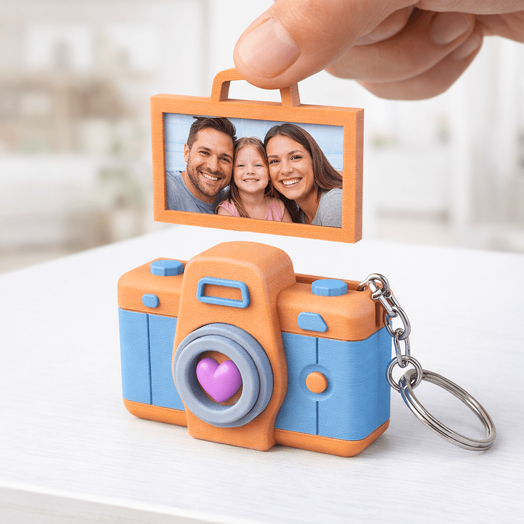Camera Photo Frame Keychain | Custom Picture Keyring | Instax Mini Fidget Cam 3d model