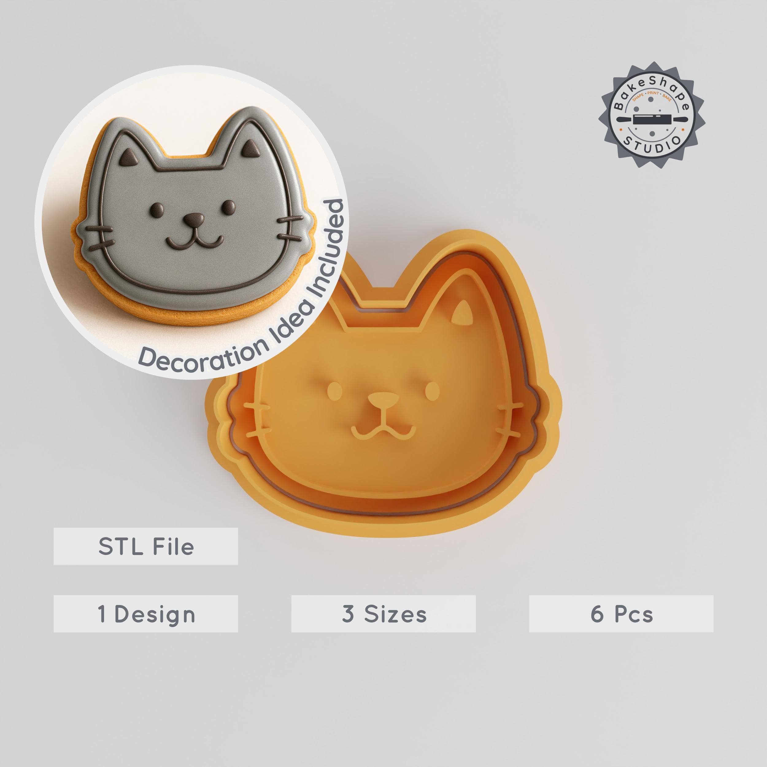 Grinning Face Shape Cutter & Stamp Set, Perfect for Cookies & Fondant, 6-Piece, Happy & Funny Designs, S/M/L Sizes PRODUCT_823 3d model