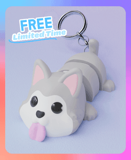 Flexi Husky Dog Keychain (Single Color) 3d model