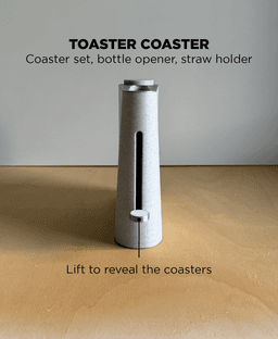 Toaster Coaster, coaster set, bottle opener, straw dispenser. 3d model