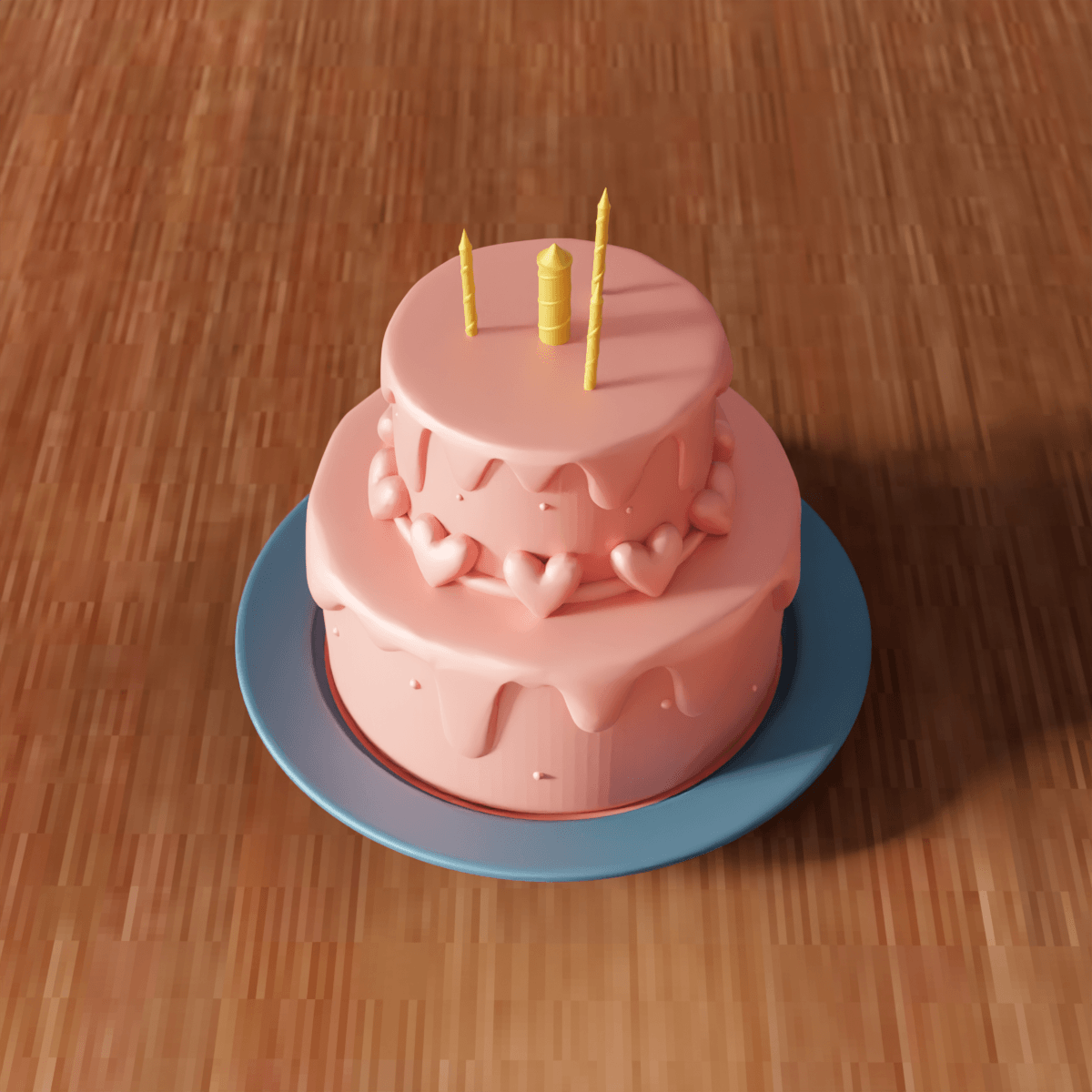 Heart Cake - Birthday Cake 3d model