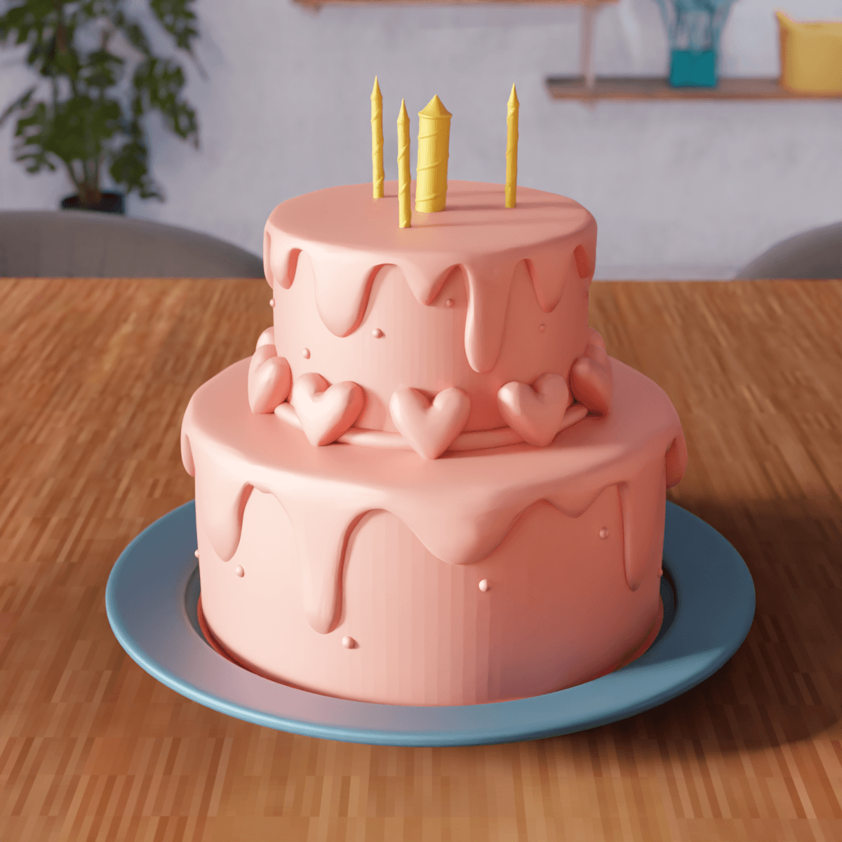 Heart Cake - Birthday Cake 3d model