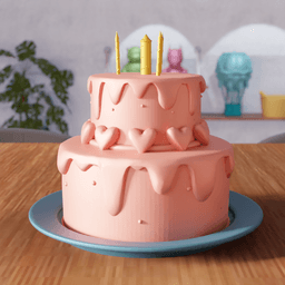 Heart Cake - Birthday Cake 3d model