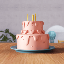 Heart Cake - Birthday Cake 3d model