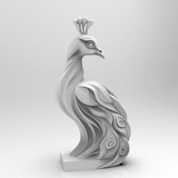 Mystical Peacock Statue Minimalist 3d model