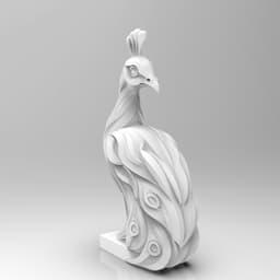 Mystical Peacock Statue Minimalist 3d model