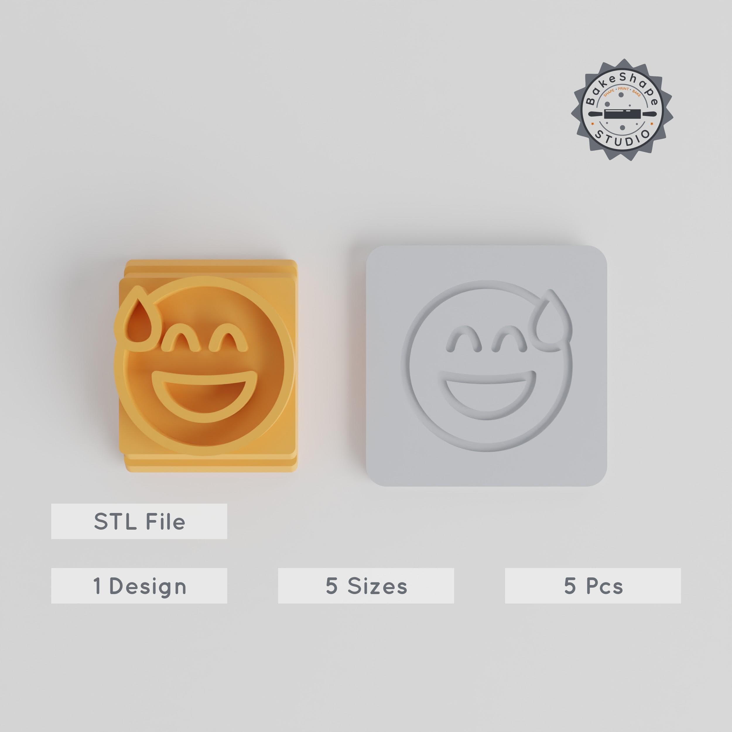Nervous Laughter Stamp Tile Set, 5 Sizes, Emoji Face for Clay, Cookies & Fondant PRODUCT_2519 3d model