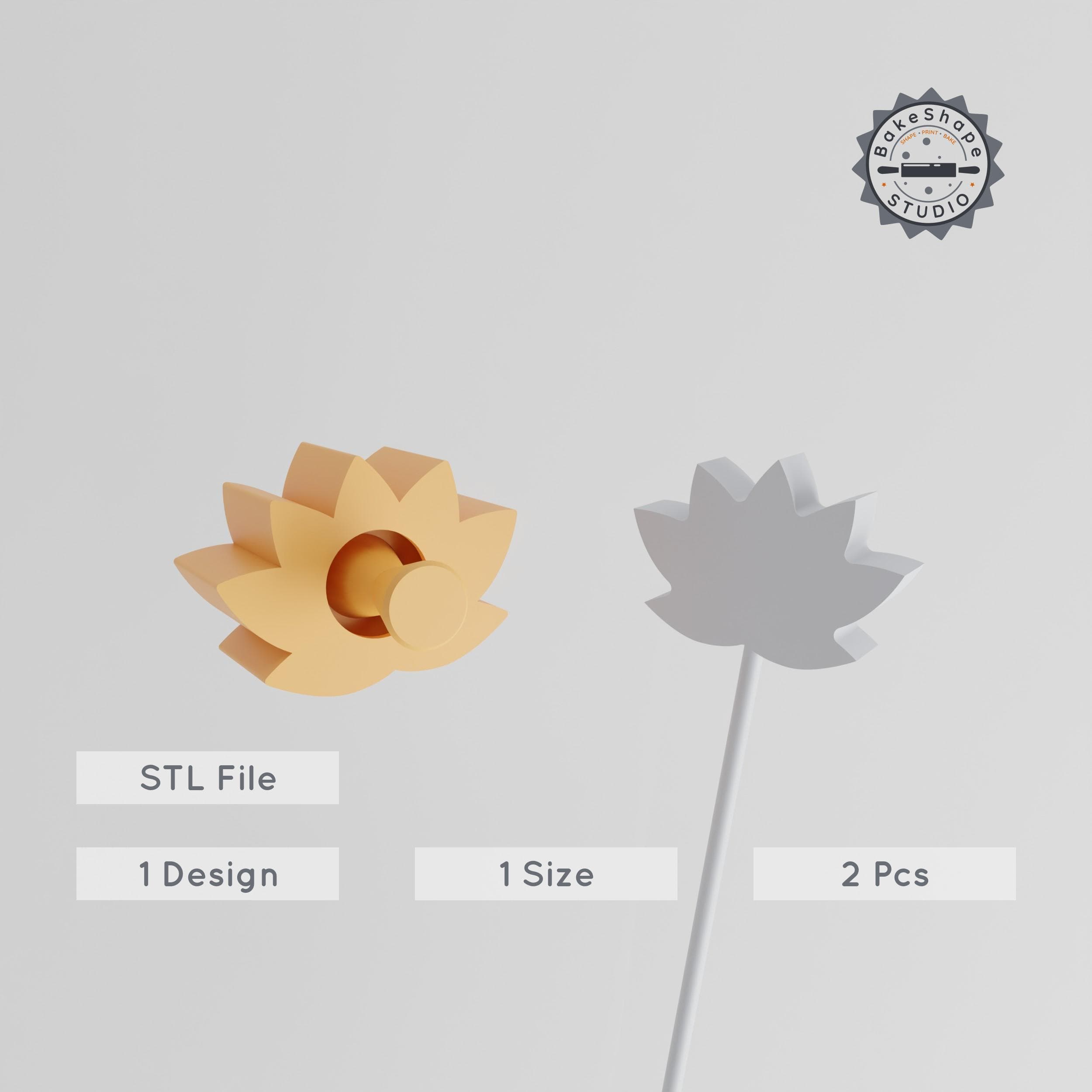 Lotus Cake Pop Mold Set, 2-Piece Flower & Water Blossom Design, Sacred & Serene Petal for Baking Decor PRODUCT_2799 3d model