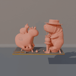 Couple Capibara Valentine - Valentine Gift 3d model