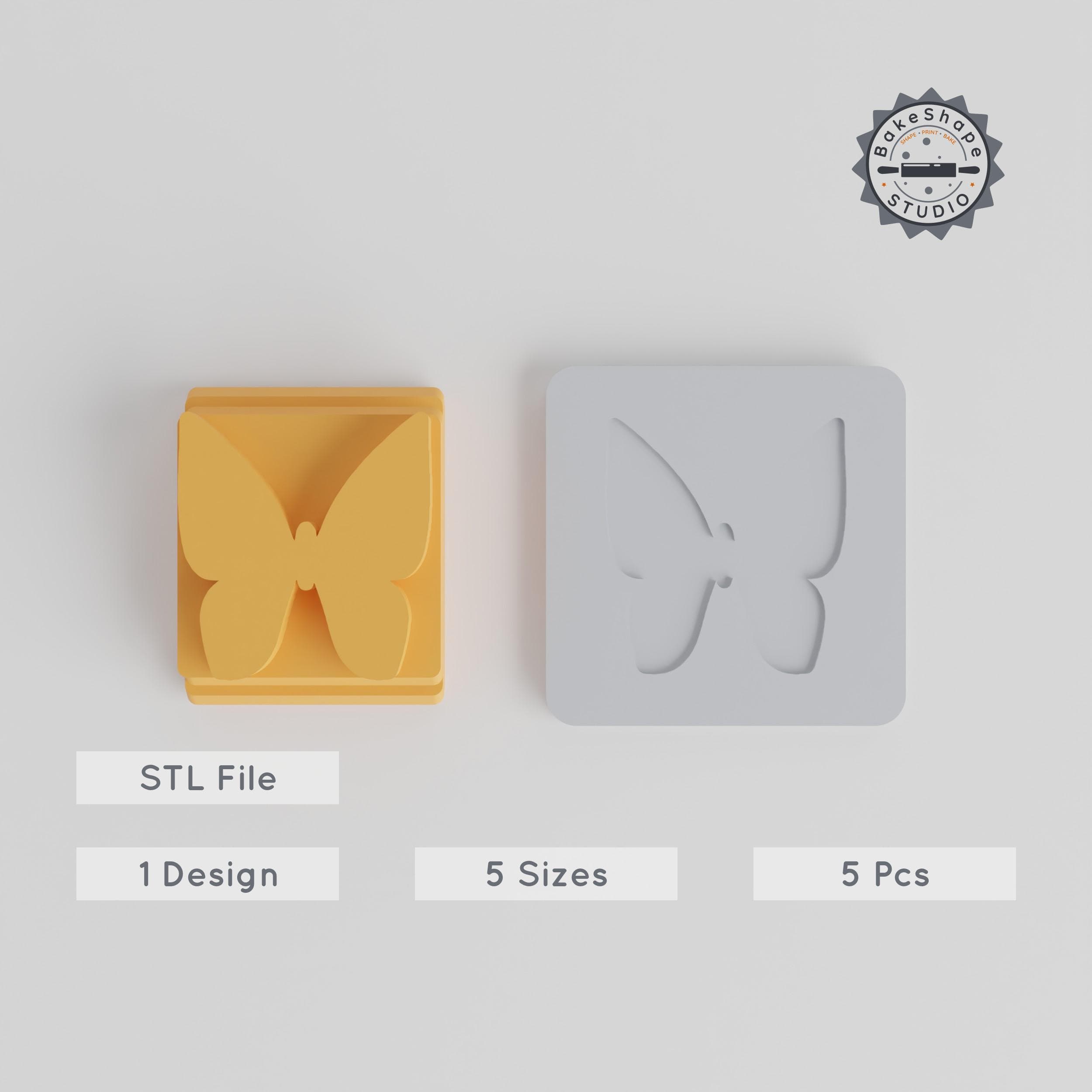 Butterfly Stamp Tile Set, 5 Sizes, Perfect for Clay, Cookies & Fondant, Insect Motif Decor PRODUCT_2277 3d model