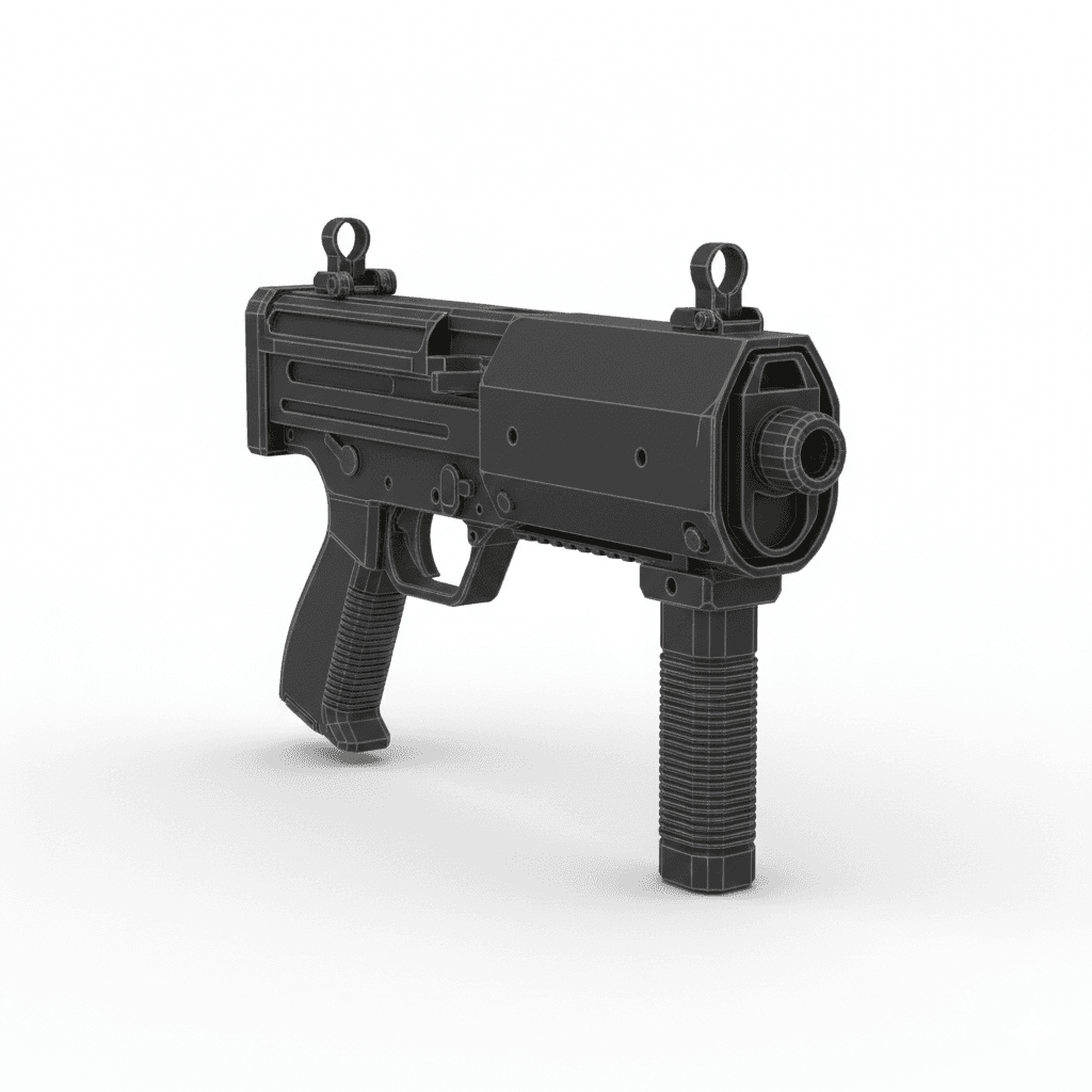 Gun FMG 9 Folding Tactical Weapon 3d model