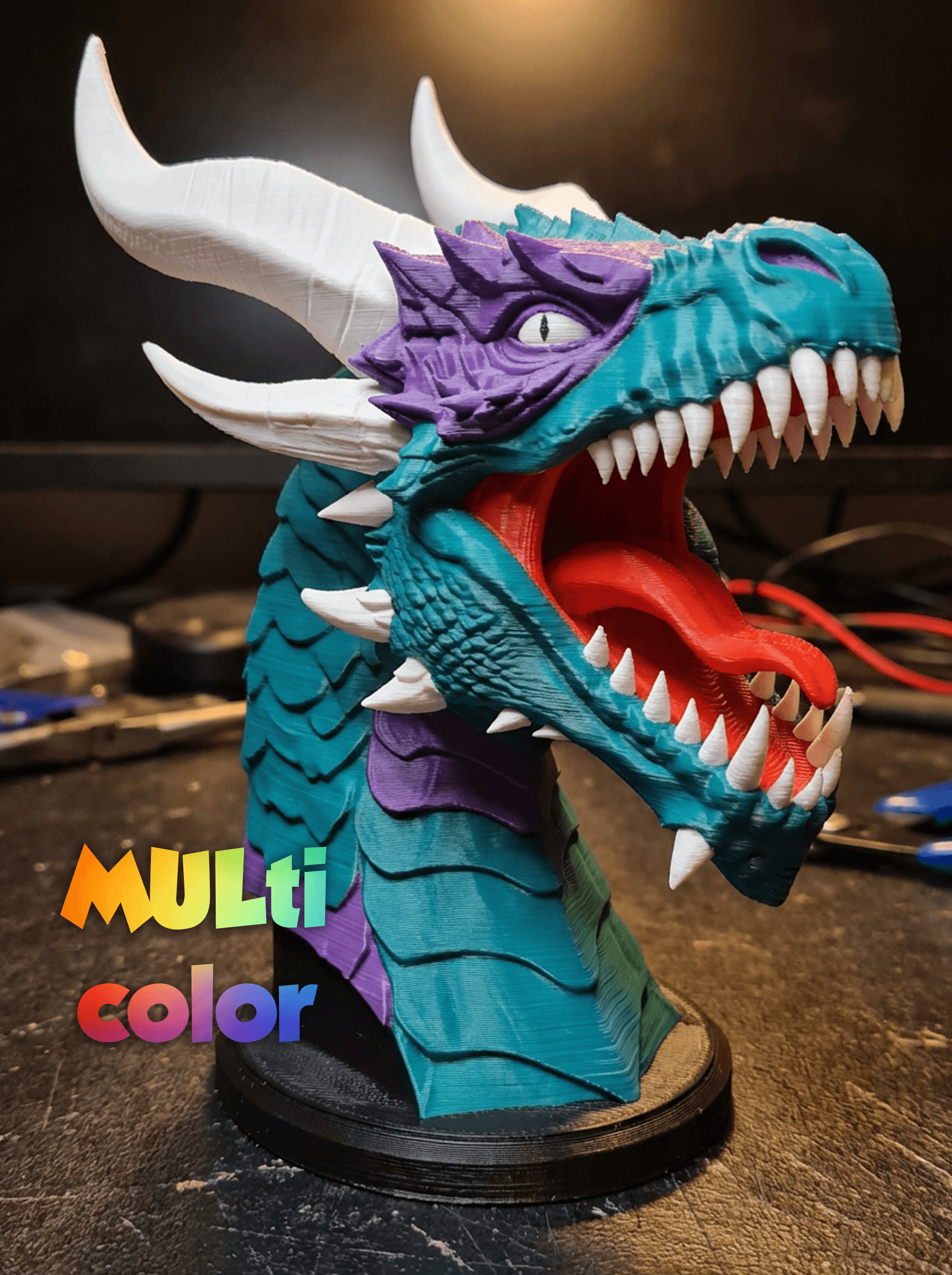 Dragon Head Bust Multi-Color 3MF | Fantasy Sculpture | Bambu Ready 3d model