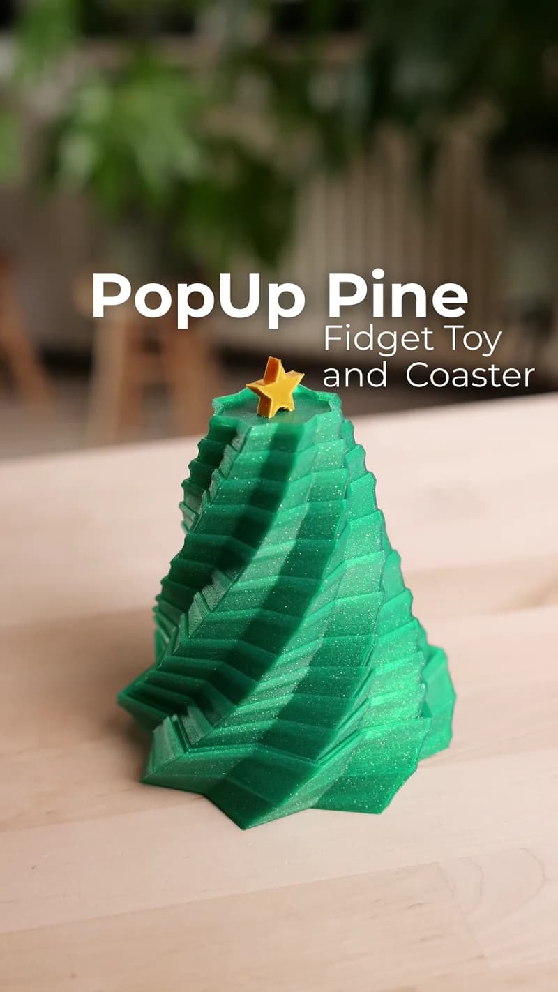 PopUp Pine - Christmas Tree Fidget Toy and Coaster - Print in Place 3d model